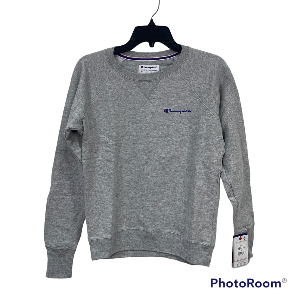 Champion power blend classic crew neck pullover sweatshirt oxford gray size XS